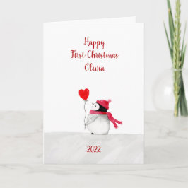 Persoonlijke Peggy Penguin 1e kerstkaart Kaart