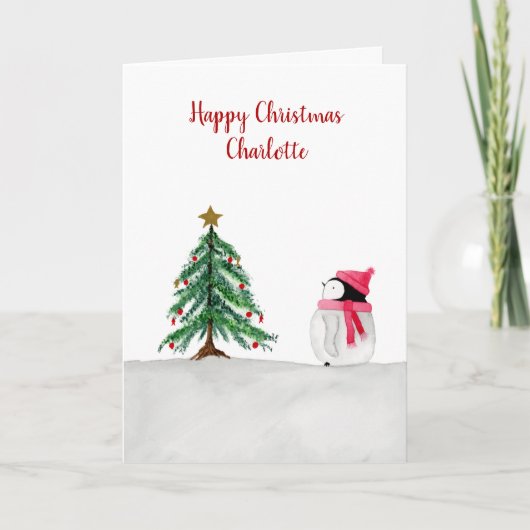 Persoonlijke Peggy Penguin Kerstkaart Kaart (Voorkant)