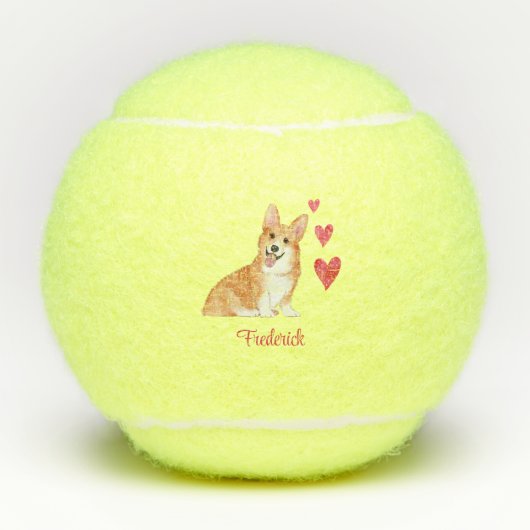 Persoonlijke Pembroke Welsh Corgi Hond Tennisballen (Voorkant)