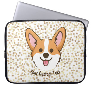 Persoonlijke Pembroke Welsh Corgi Puppy Dog Stars Laptop Sleeve
