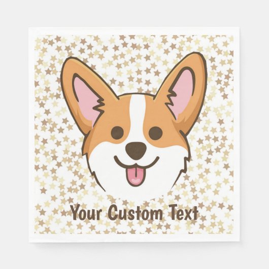 Persoonlijke Pembroke Welsh Corgi Puppy Dog Stars Servet (Voorkant)