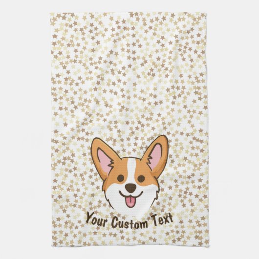 Persoonlijke Pembroke Welsh Corgi Puppy Dog Stars Theedoek (Verticaal)