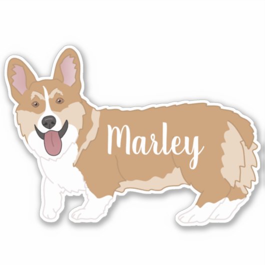 Persoonlijke Pembroke Welsh Corgi Sticker (Voorkant)