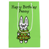 Persoonlijke Penny het Konijn Gefeliciteerd Medium Cadeauzakje (Achterkant)