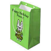 Persoonlijke Penny het Konijn Gefeliciteerd Medium Cadeauzakje (Achterkant Gekanteld)