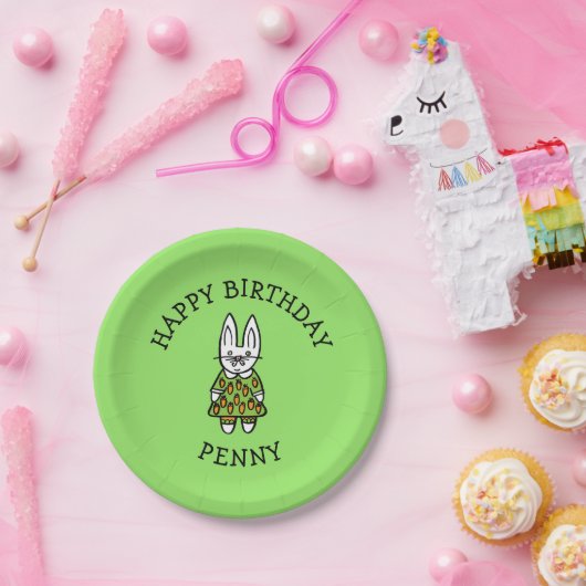 Persoonlijke Penny het Konijn Papieren Bordje (Feest)