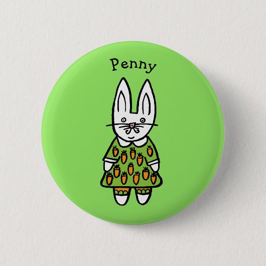 Persoonlijke Penny het Konijn Ronde Button 5,7 Cm (Voorkant)