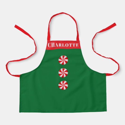Persoonlijke pepermunt snoep rode groene kerst schort (Voorkant)
