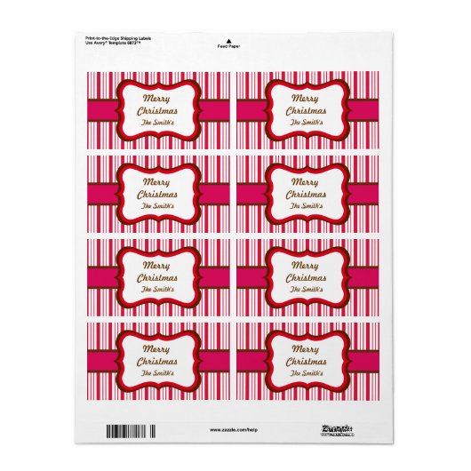 Persoonlijke permint-kerstlabels etiket (Full Sheet)