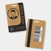 Persoonlijke perskaart met foto-ID en QR-code Badge (Voor- en achterkant)