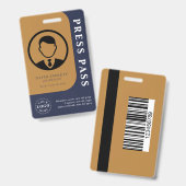 Persoonlijke perskaart met foto-ID en QR-code Badge (Voor- en achterkant)