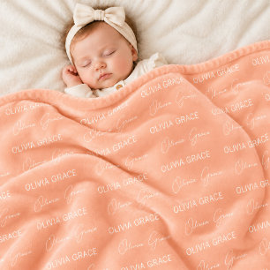 Persoonlijke perzik baby girl naam nursery deken