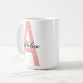 Persoonlijke perzik monogram mok cadeau voor haar (Voorkant links)