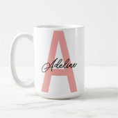 Persoonlijke perzik monogram mok cadeau voor haar (Links)