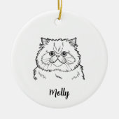 Persoonlijke Perzische Kat Kerstmis Keramisch Ornament (Voorkant)