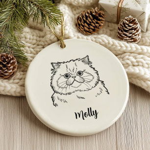 Persoonlijke Perzische Kat Kerstmis Keramisch Ornament
