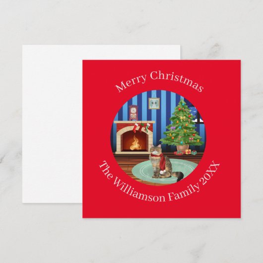 Persoonlijke Perzische Kitty Kat Feestdagenkaart (Voorkant / Achterkant)