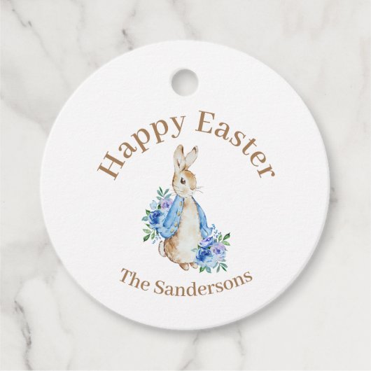 Persoonlijke Peter Rabbit Waterverf Floral Pasen Bedankjes Labels (Voorkant)