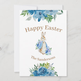 Persoonlijke Peter Rabbit Waterverf Floral Pasen Feestdagenkaart