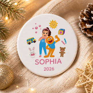 Persoonlijke Peuter Versiering, Mw. Rachel Ronde Button 6,0 Cm