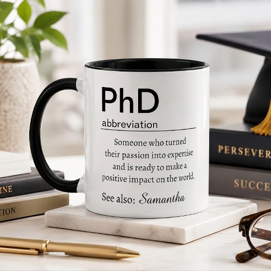 Persoonlijke PhD-definitiebeker - doctoraatsafstud Mok