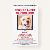 Persoonlijke Photo Seizure Alert Service Dog Badge (Voorkant)
