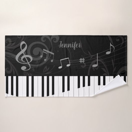 Persoonlijke piano- en muzieknoten bad handdoek (Badhanddoek)