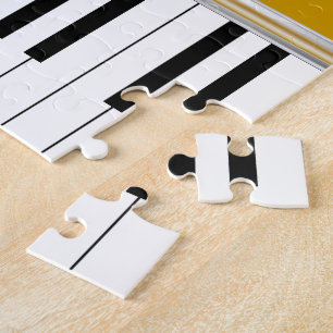 Persoonlijke Piano Keys Black Quatrefoil op Gold Legpuzzel