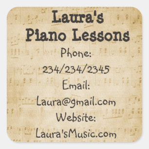 Persoonlijke piano-lessen promotietekkers vierkante sticker