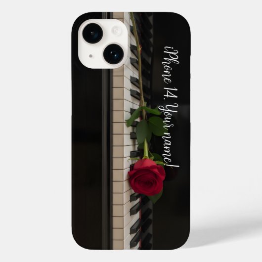 Persoonlijke piano met een rode roos - romantisch Case-Mate iPhone case (Achterkant)