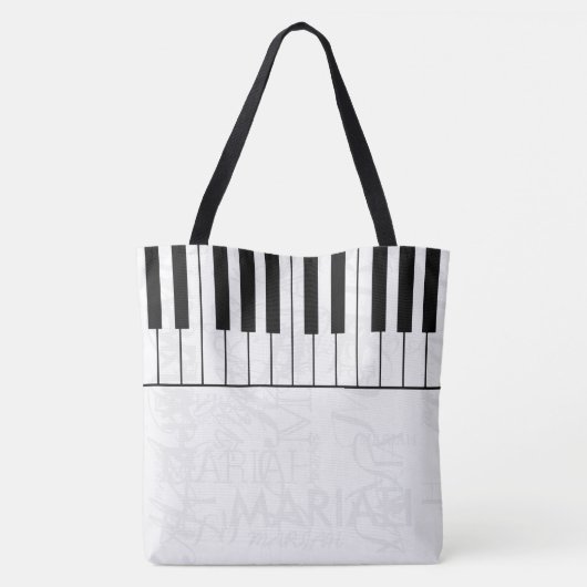 Persoonlijke piano-muziek tote bag (Achterkant)