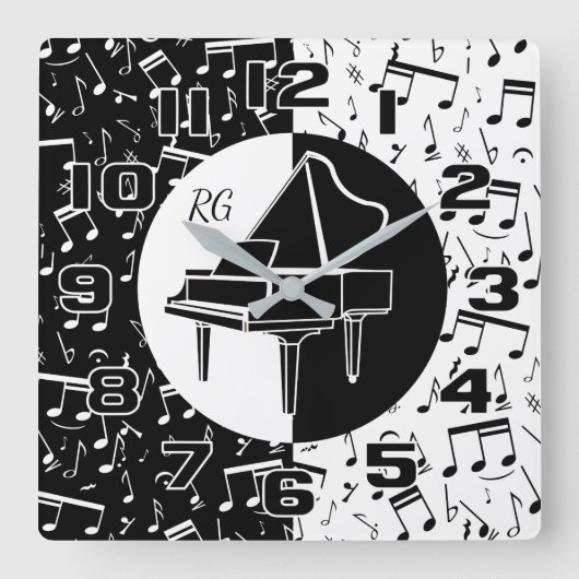 Persoonlijke pianoloverkunst vierkante klok (Voorkant)