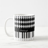 Persoonlijke pianosleutels en diamanten koffiemok (Links)