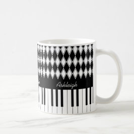 Persoonlijke pianosleutels en diamanten koffiemok