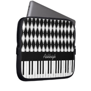 Persoonlijke pianosleutels en diamanten laptop sleeve