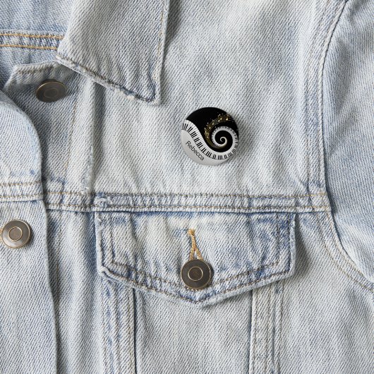 Persoonlijke pianosleutels en gouden Muzieknoten Ronde Button 3,2 Cm (In situ)