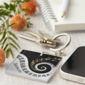 Persoonlijke pianosleutels en gouden Muzieknoten Sleutelhanger (Voorkant Rechts)