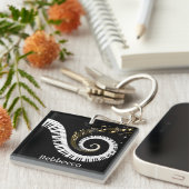 Persoonlijke pianosleutels en gouden Muzieknoten Sleutelhanger (Voorkant Rechts)