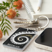 Persoonlijke pianosleutels en gouden Muzieknoten Sleutelhanger (Voorkant Rechts)