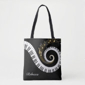 Persoonlijke pianosleutels en gouden Muzieknoten Tote Bag (Voorkant)