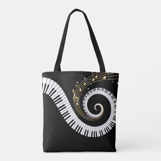 Persoonlijke pianosleutels en gouden Muzieknoten Tote Bag (Achterkant)