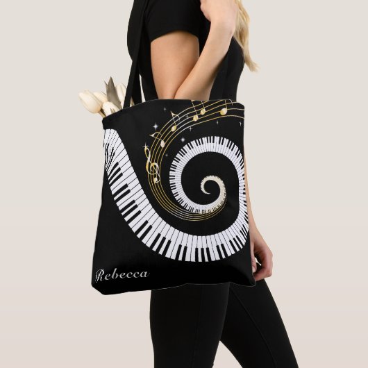 Persoonlijke pianosleutels en gouden Muzieknoten Tote Bag (Dichtbij)