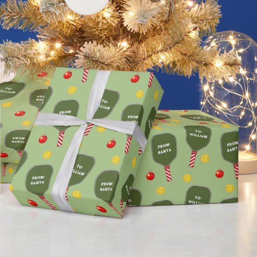Persoonlijke Pickleball Kerstcadeau Cadeaupapier (Feestdagen)