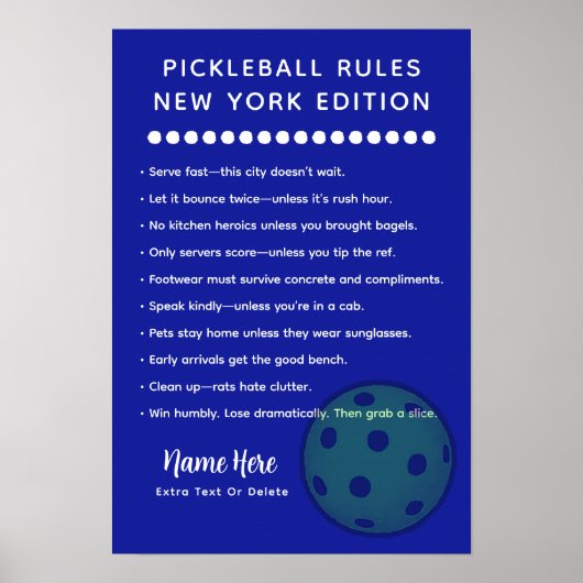 Persoonlijke Pickleball New York Editie Poster (Voorkant)