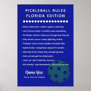Persoonlijke Pickleball Regels Florida Regels Poster