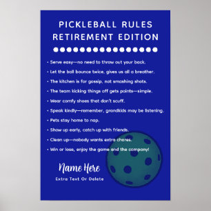 Persoonlijke Pickleball-regels PENSIOENEDITIE Poster