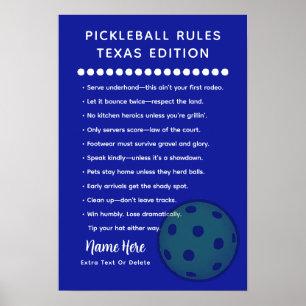 Persoonlijke Pickleball Regels Texas Editie Poster