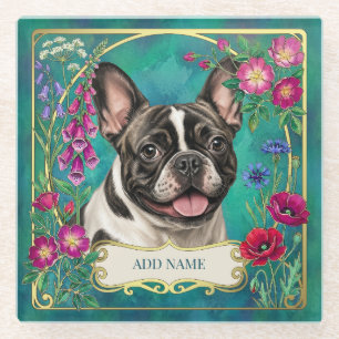 Persoonlijke Pied Franse Bulldog Teal Onderzetter