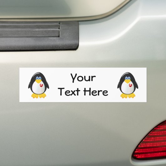 Persoonlijke pinguïn bumpersticker (Op auto)