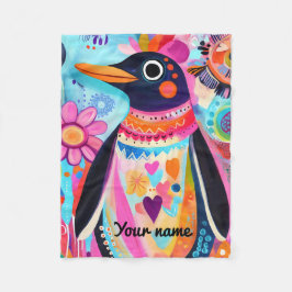 Persoonlijke Pinguïn Deken: Kleurrijk Arctisch  Fleece Deken